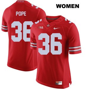 Women's NCAA Ohio State Buckeyes K'Vaughan Pope #36 College Stitched Authentic Nike Red Football Jersey JP20Q16GO